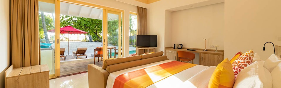 فيلا شاطئية عائلية بغرفتي نوم وحمام سباحة