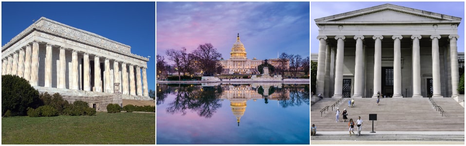 Monumento a Lincoln, Capitol Hill y Galería Nacional de Arte