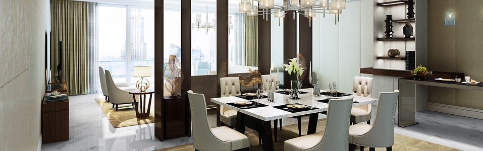 جناح تنفيذي بإطلالة على النافورة