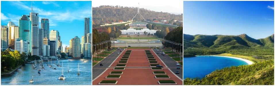 Brisbane, Canberra y Tasmania